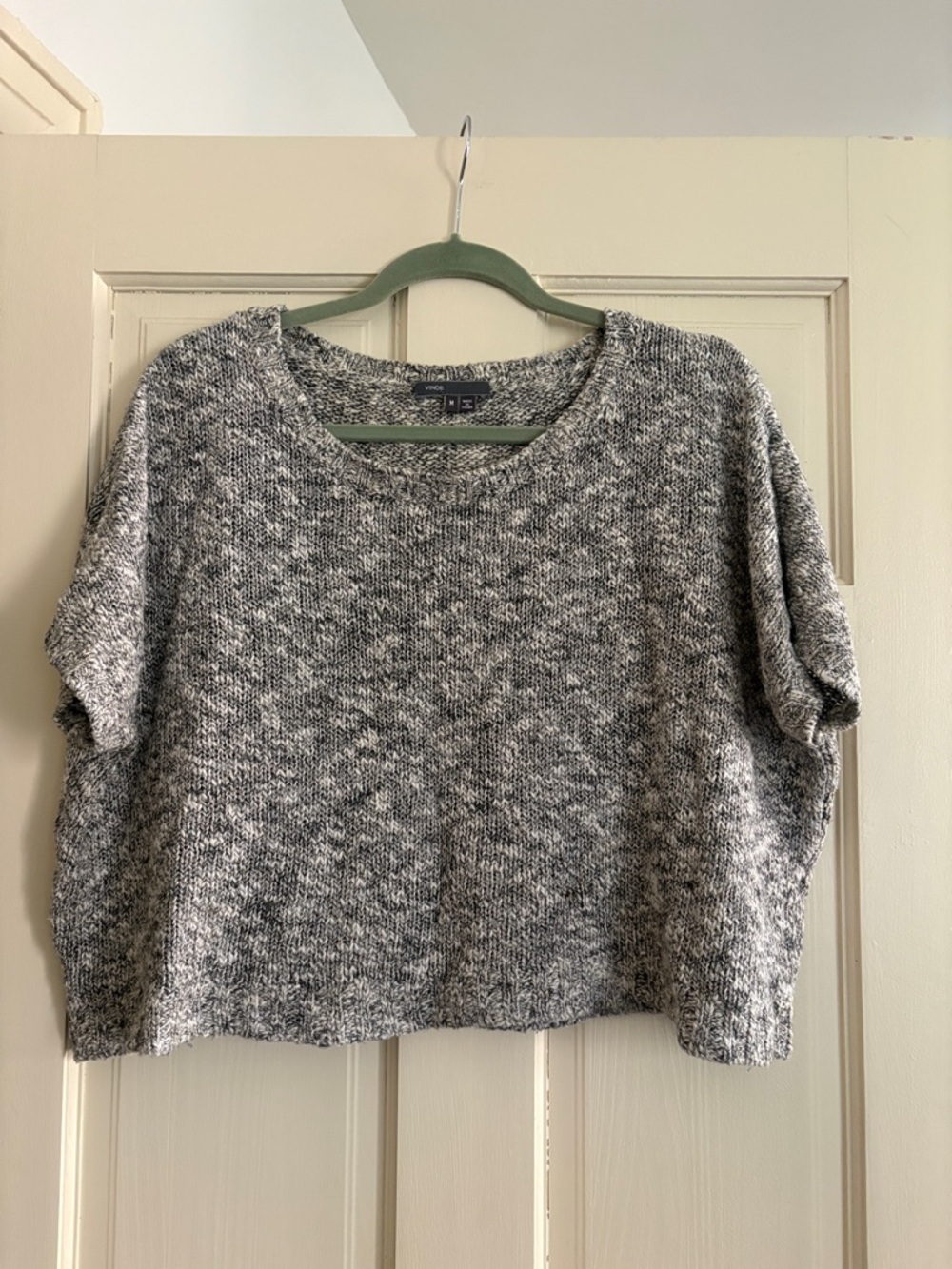 Vince Marled Gray Linen Blend Cropped Sweater